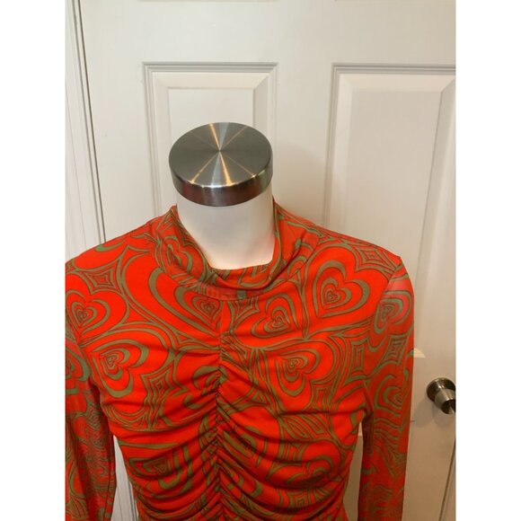 Lisa Says Gah Elenor Wild Hearts Red Ruched Mesh Mini Dress NWT, Size L - Picture 3 of 7